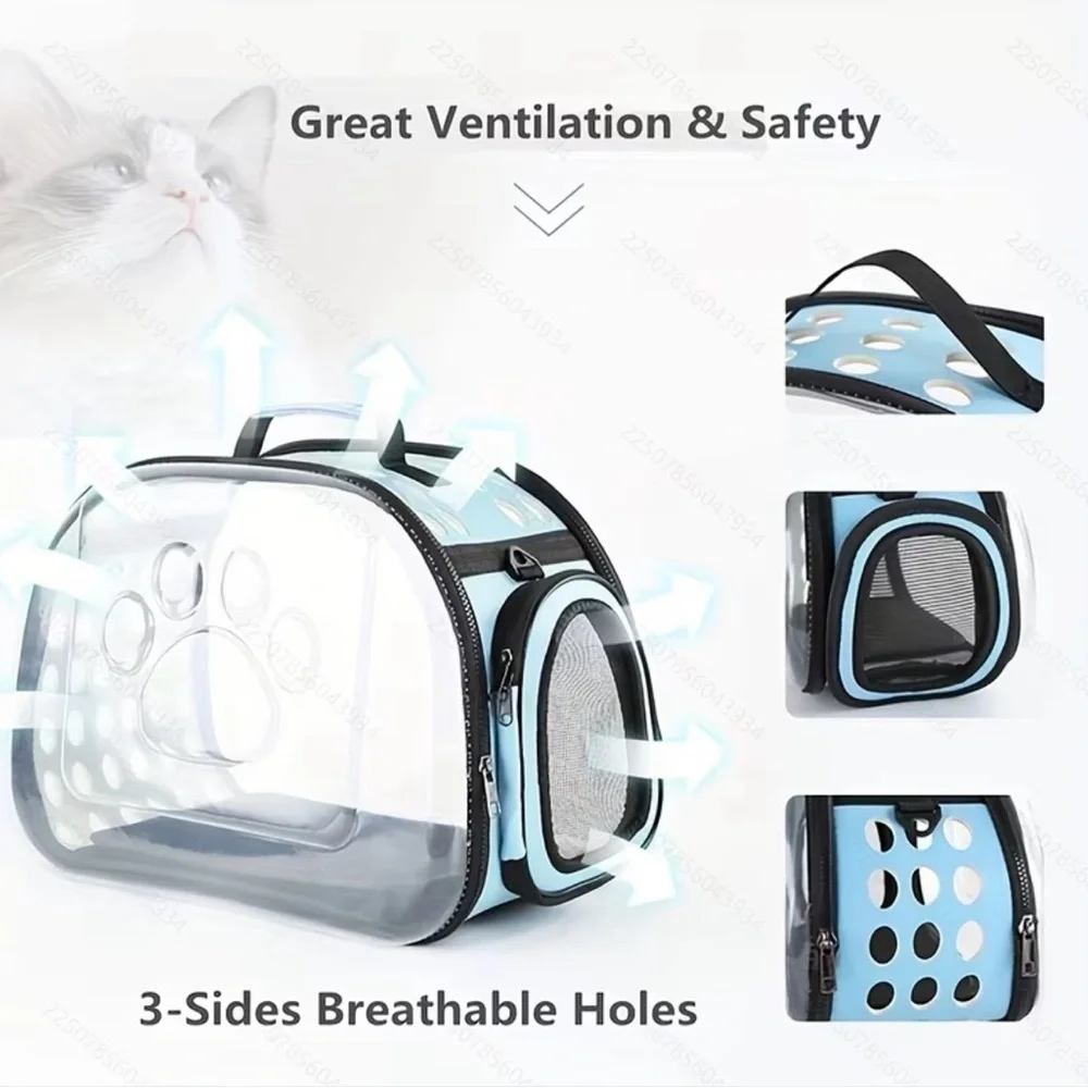 Transparent Bubble Front Pet Carrier - Light Blue